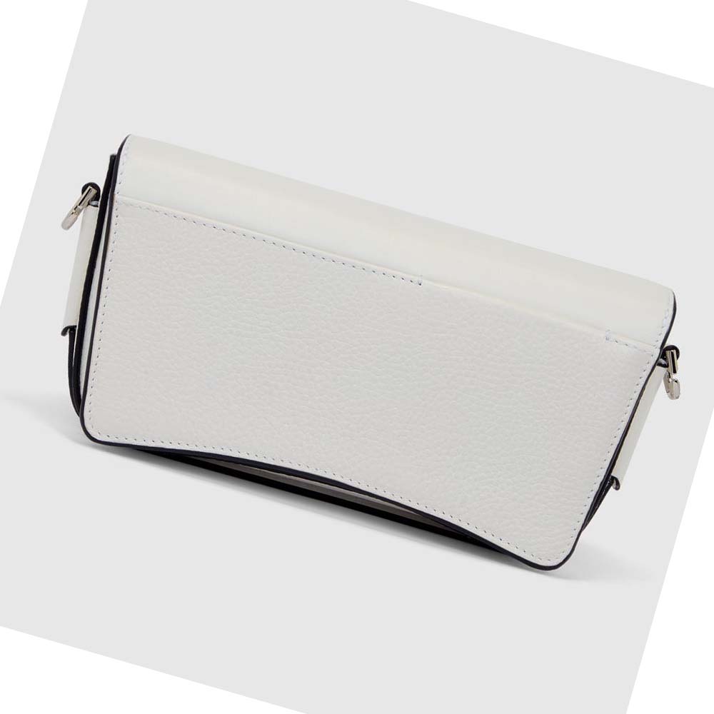 Women's Ecco TEXTUREBLOCK PINCH COMPACT Shoulder Bags White | USA 386JPQ